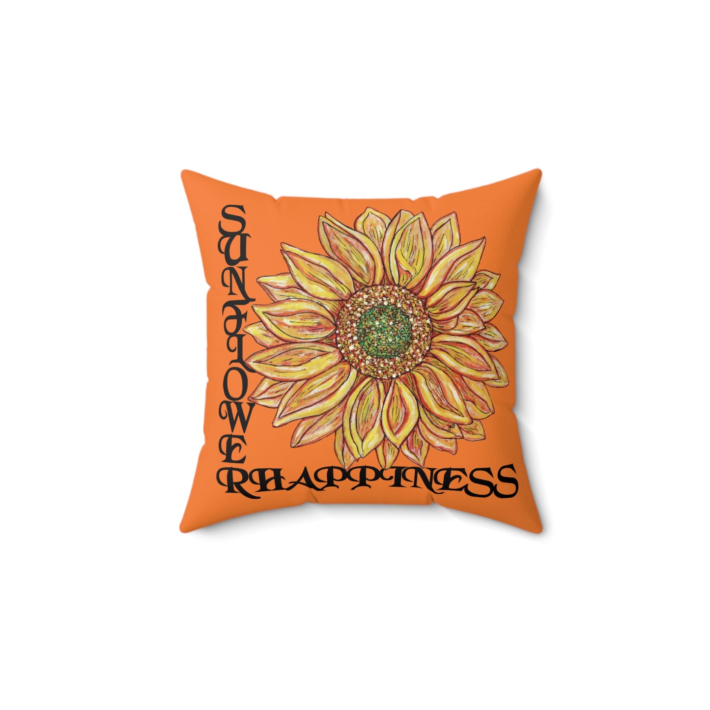 Sunflower and Happiness Spun Polyester Square Pillow