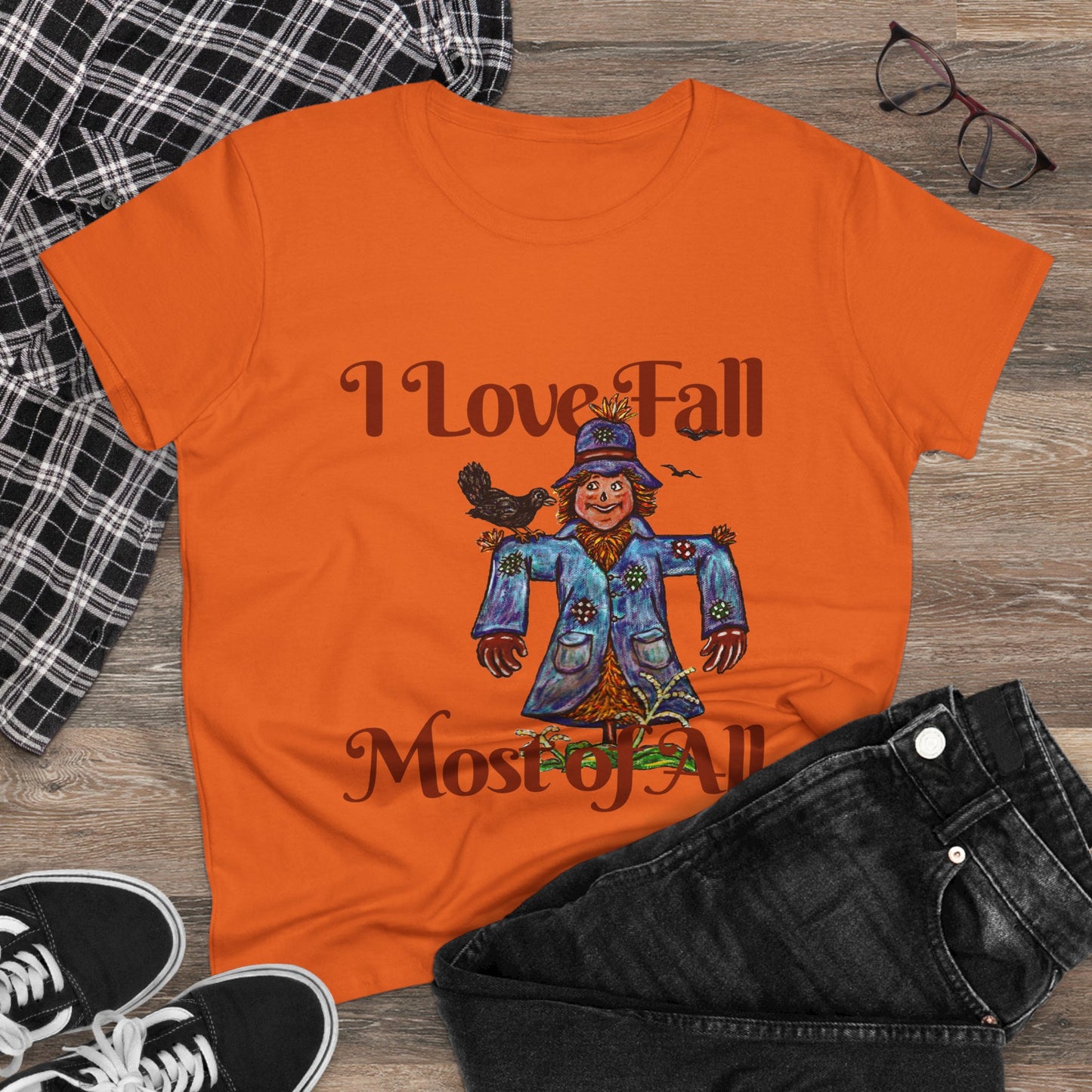 I Love Fall Most of All Women's Midweight Cotton Tee
