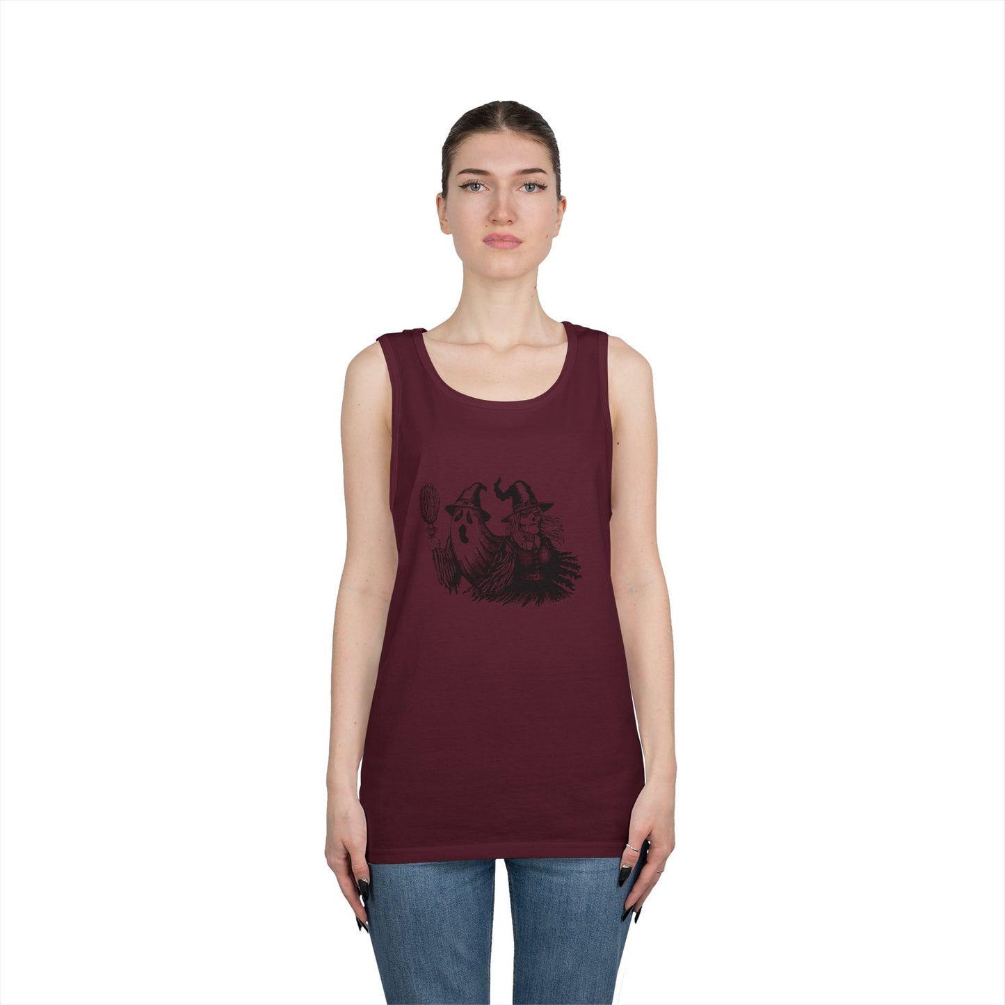Witch and Ghost Unisex Heavy Cotton Tank Top