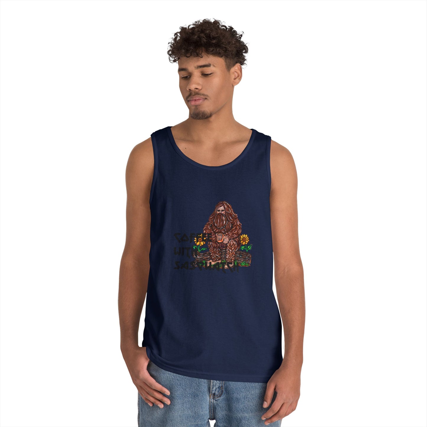Coffee With Sasquatch Unisex Heavy Cotton Tank Top