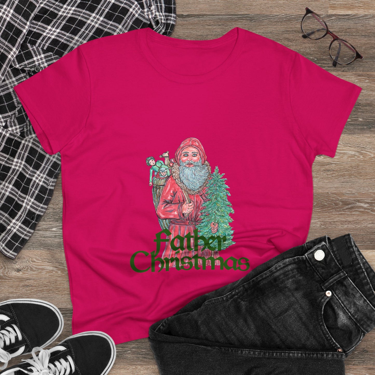 Father Christmas Women's Midweight Cotton Tee