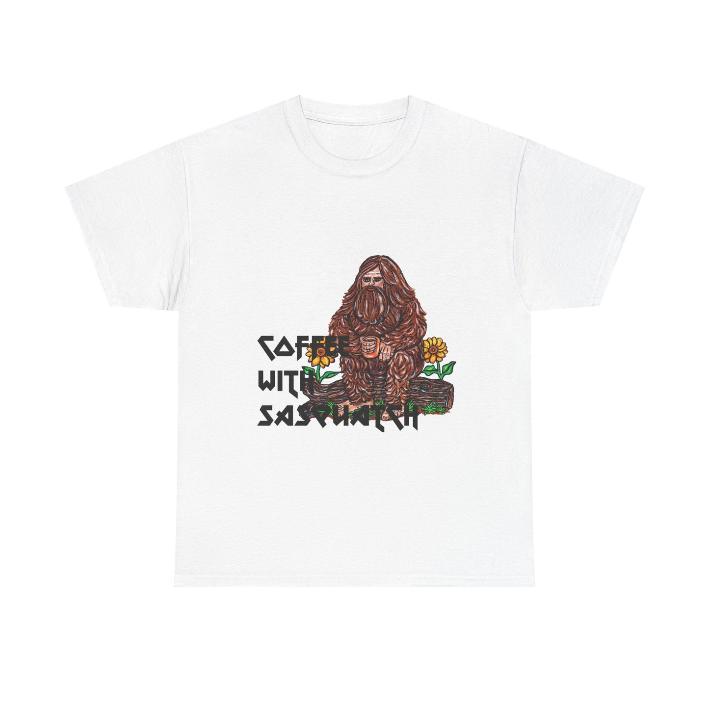 Coffee With Sasquatch Unisex Heavy Cotton Tee