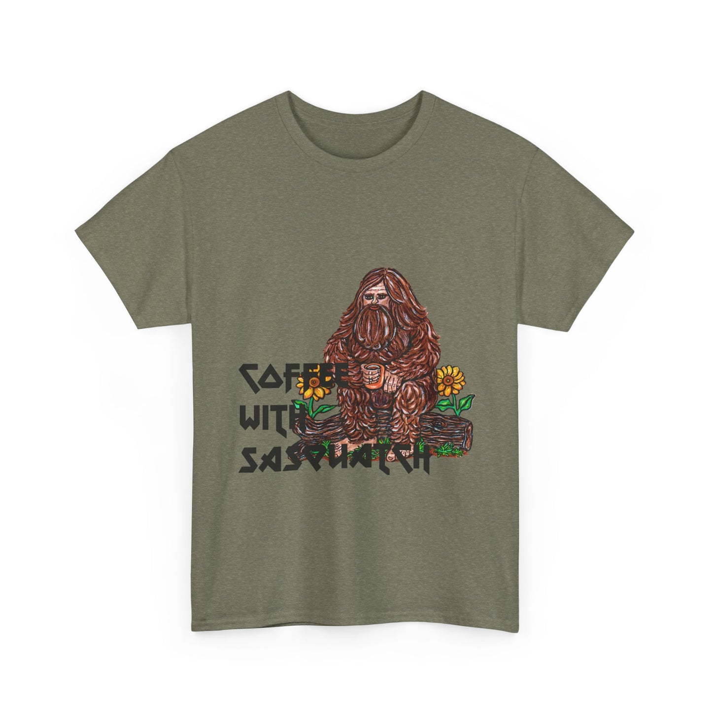 Coffee With Sasquatch Unisex Heavy Cotton Tee