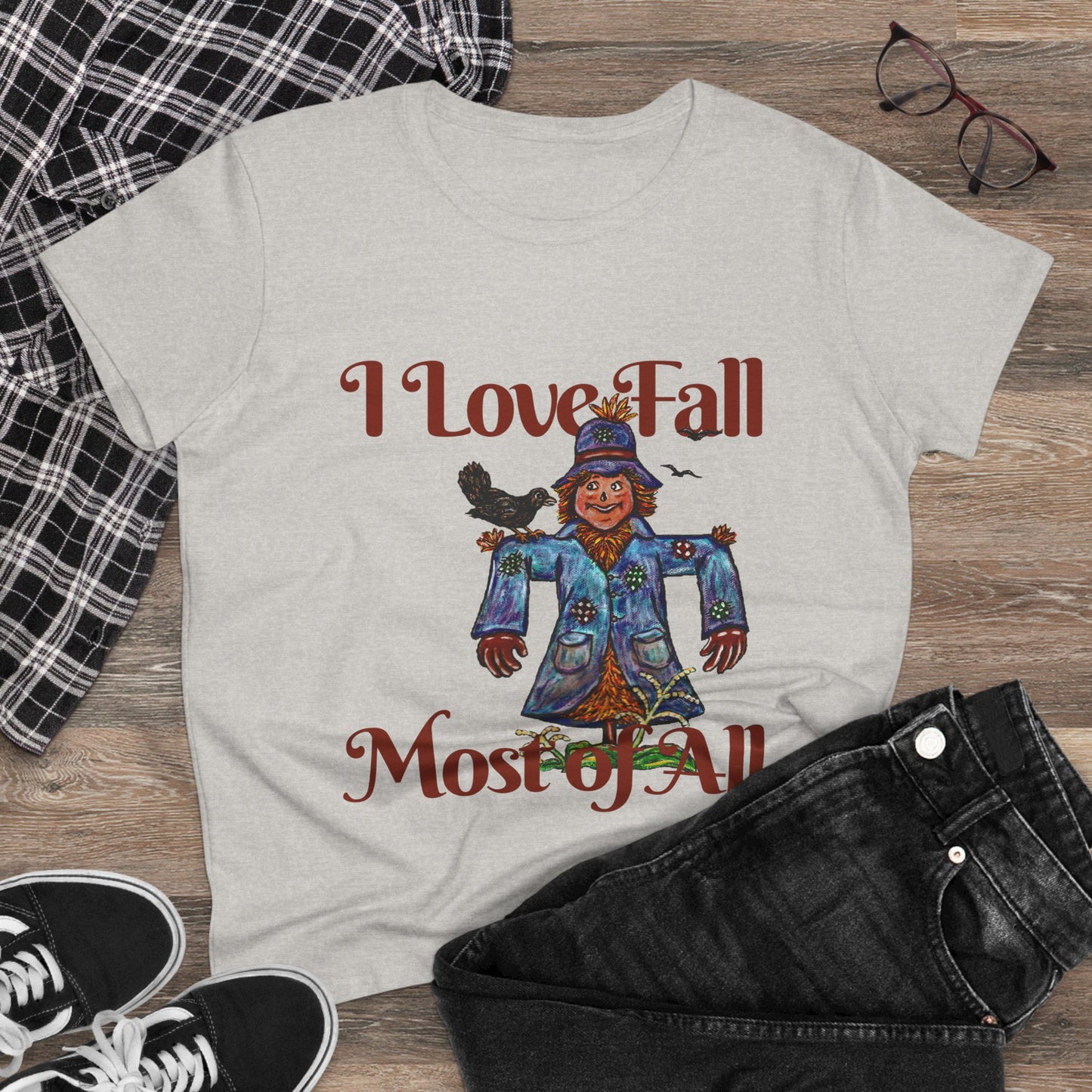 I Love Fall Most of All Women's Midweight Cotton Tee