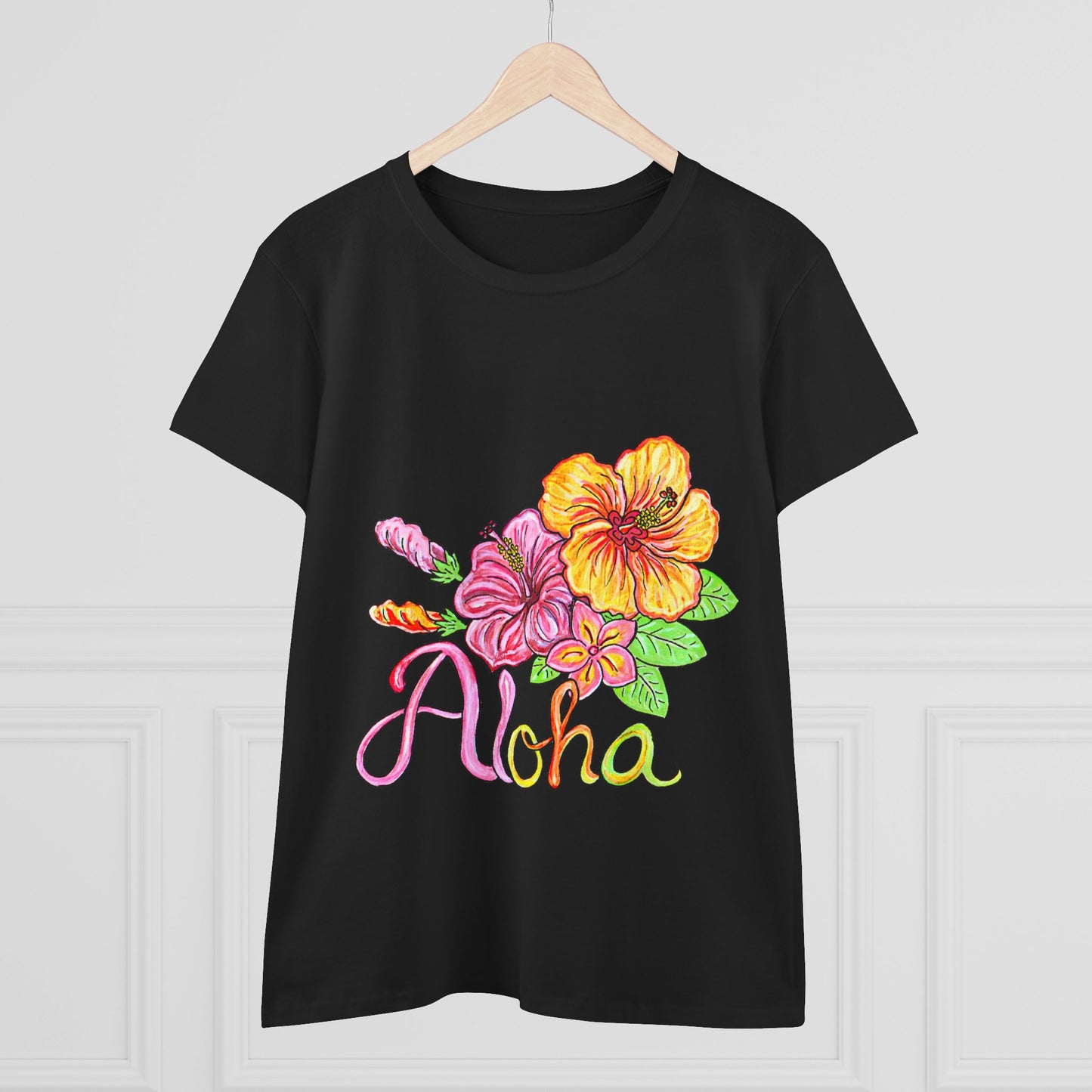 Aloha Flowers Women's Midweight Cotton Tee