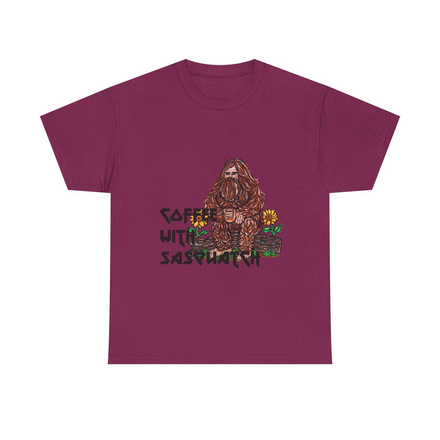 Coffee With Sasquatch Unisex Heavy Cotton Tee