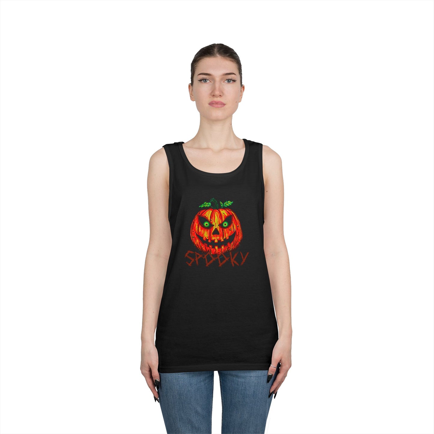 Spooky Jack-o-Lantern Unisex Heavy Cotton Tank Top