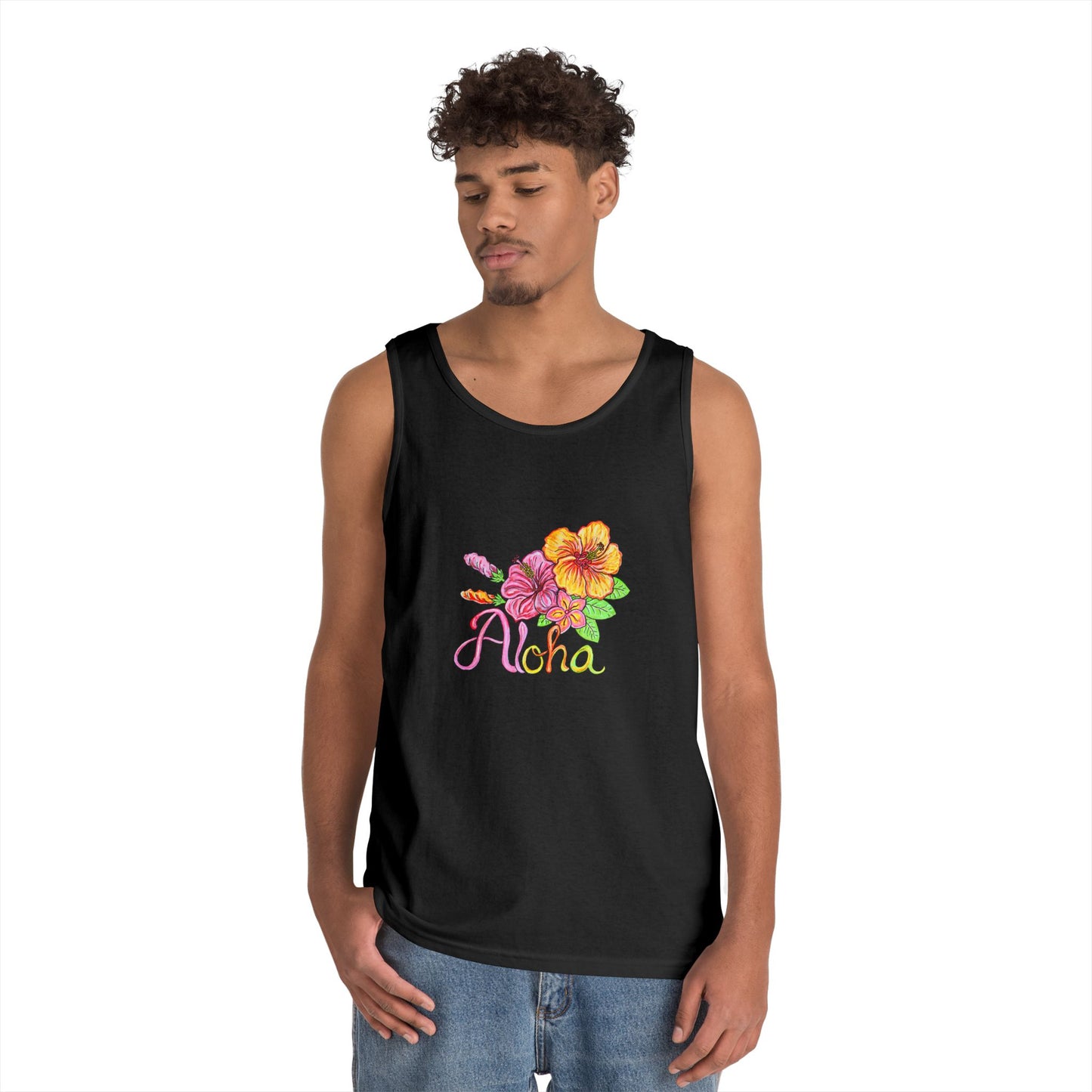 Aloha Flowers Unisex Heavy Cotton Tank Top