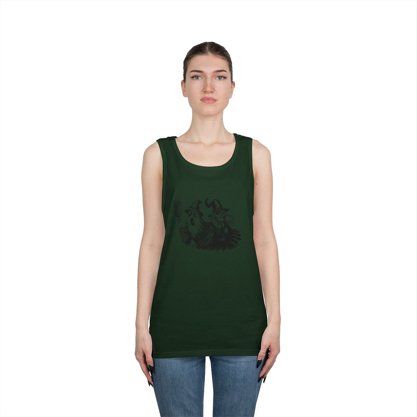 Witch and Ghost Unisex Heavy Cotton Tank Top