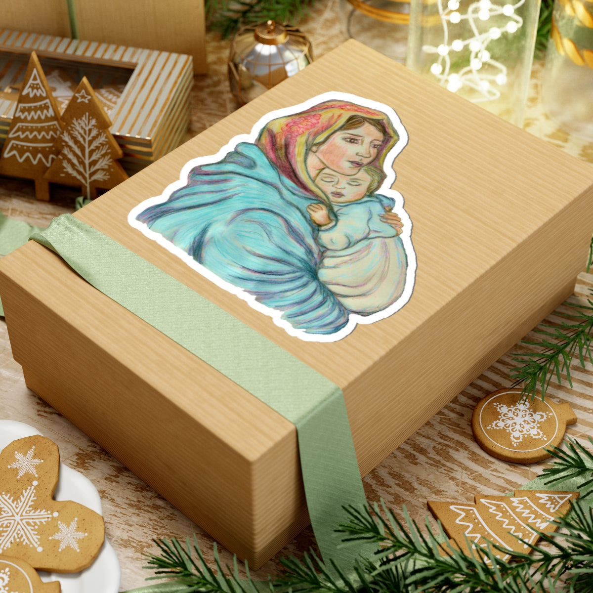 Mother and Child Kiss-Cut Stickers