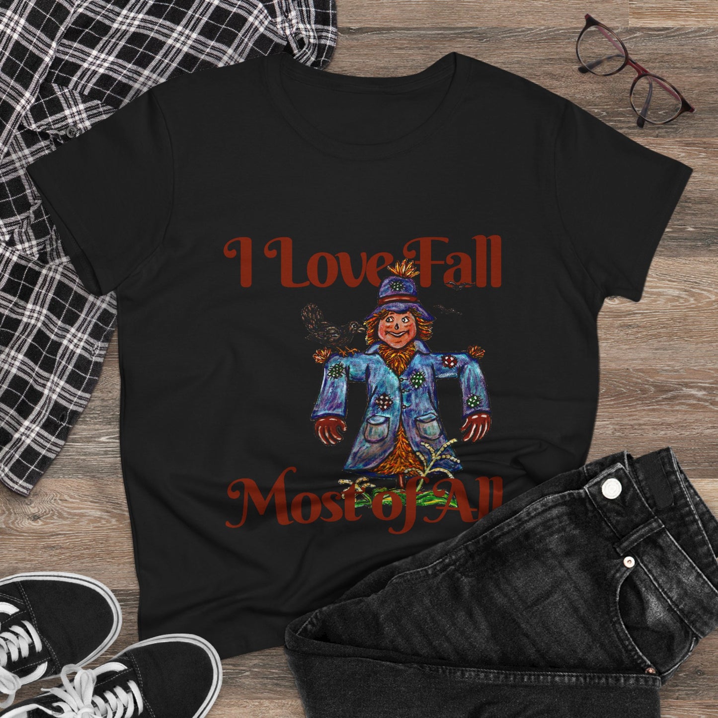 I Love Fall Most of All Women's Midweight Cotton Tee