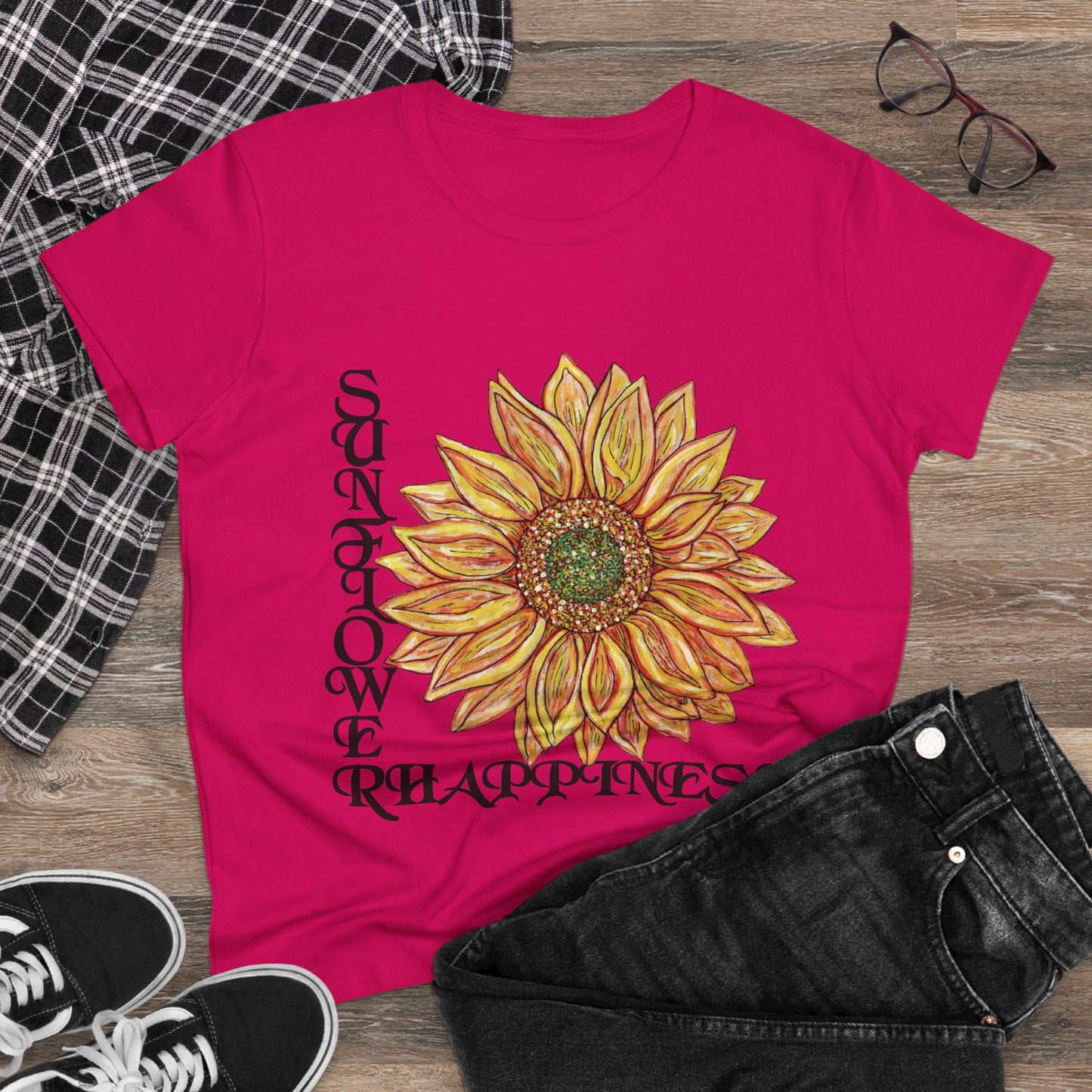 Sunflower and Happiness Women's Midweight Cotton Tee