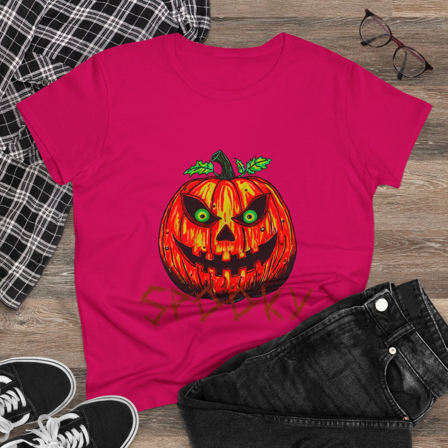 Spooky Jack-o-Lantern Women's Midweight Cotton Tee