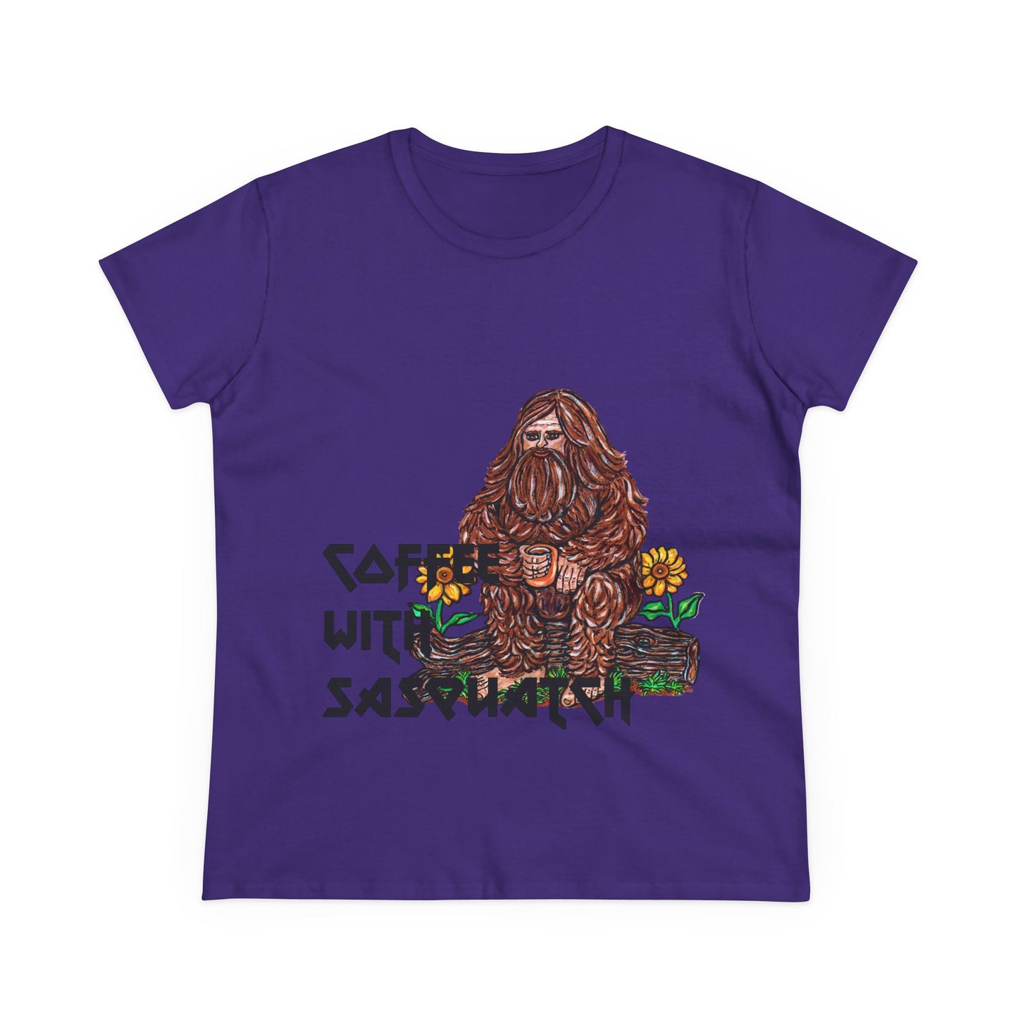 Coffee With Sasquatch Women's Midweight Cotton Tee