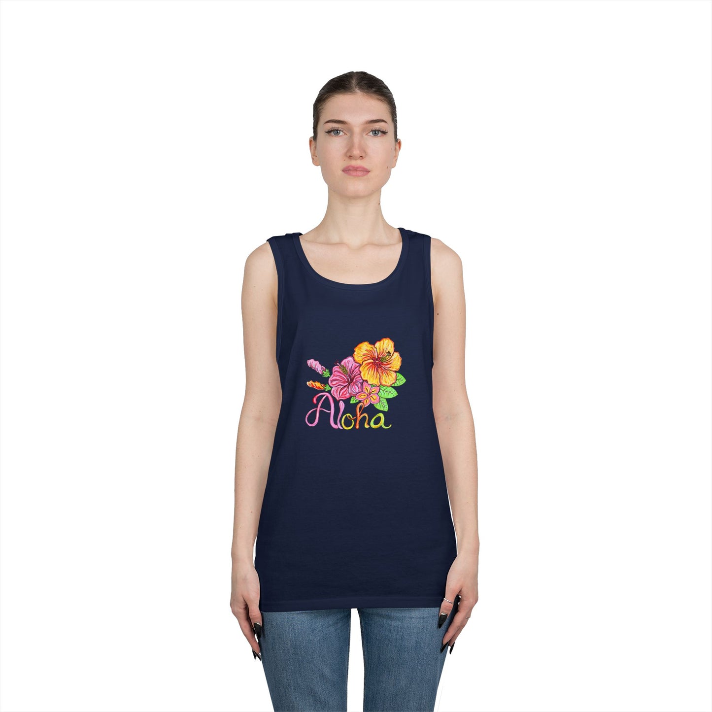 Aloha Flowers Unisex Heavy Cotton Tank Top