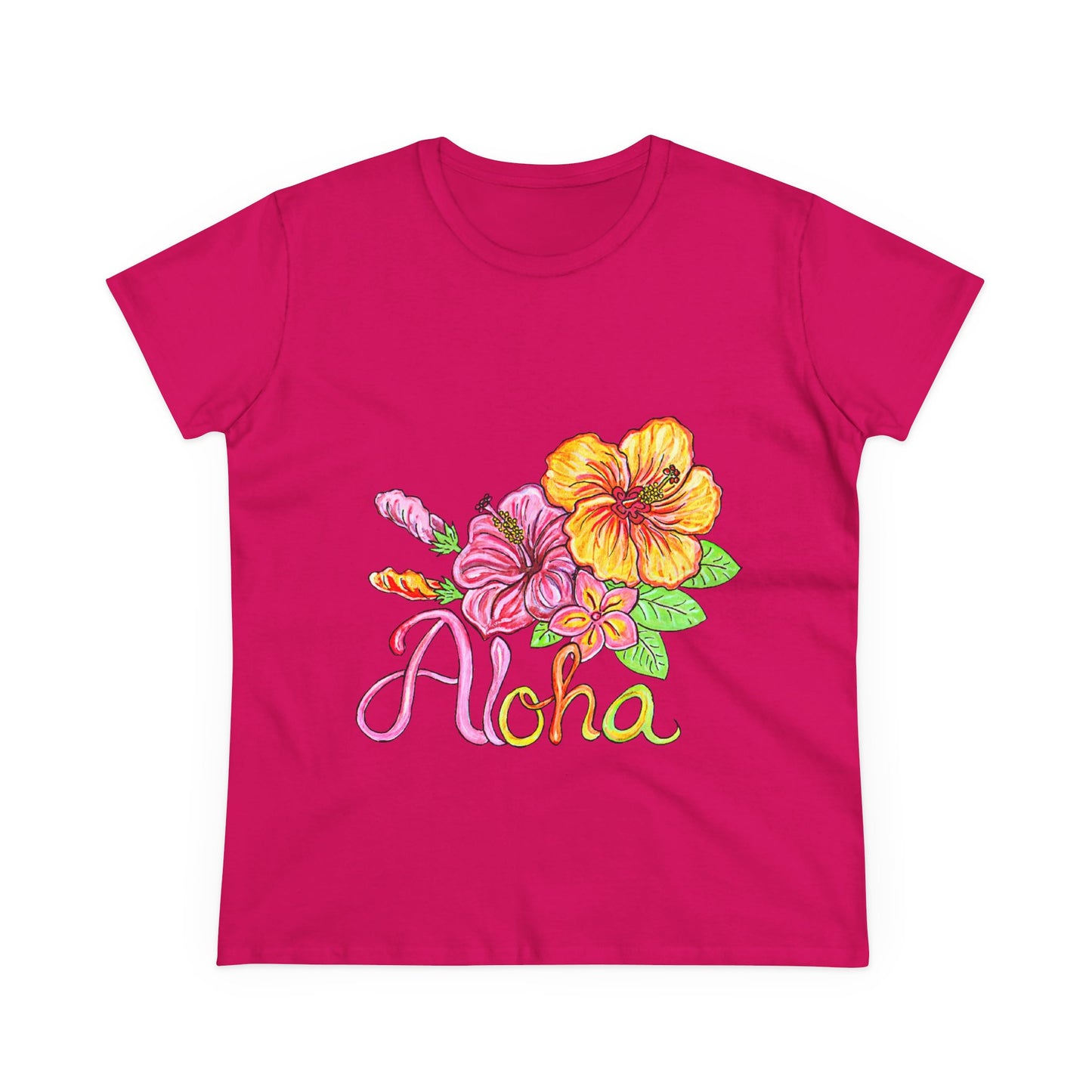 Aloha Flowers Women's Midweight Cotton Tee