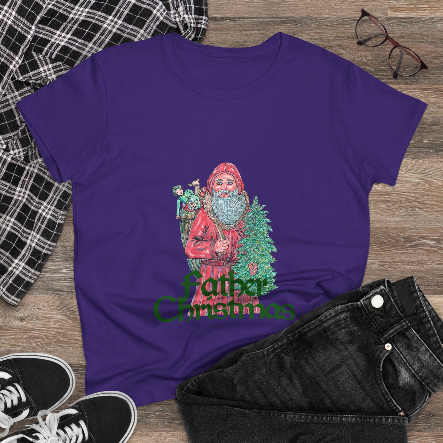 Father Christmas Women's Midweight Cotton Tee