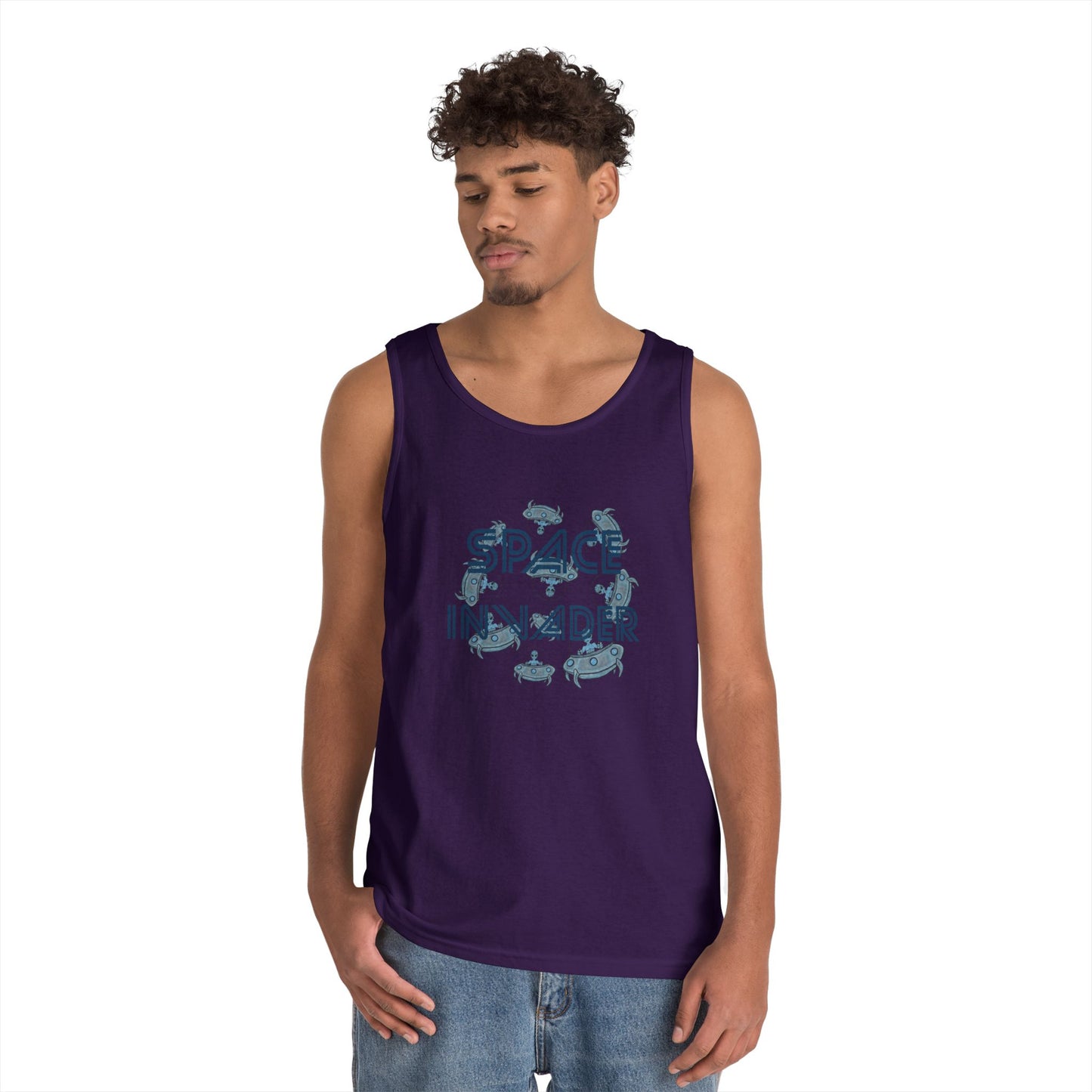 Space Invader Unisex Heavy Cotton Tank Top