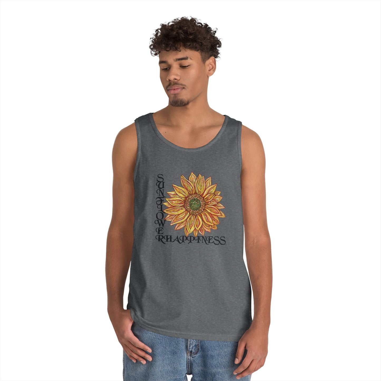 Sunflowers and Happiness Unisex Heavy Cotton Tank Top