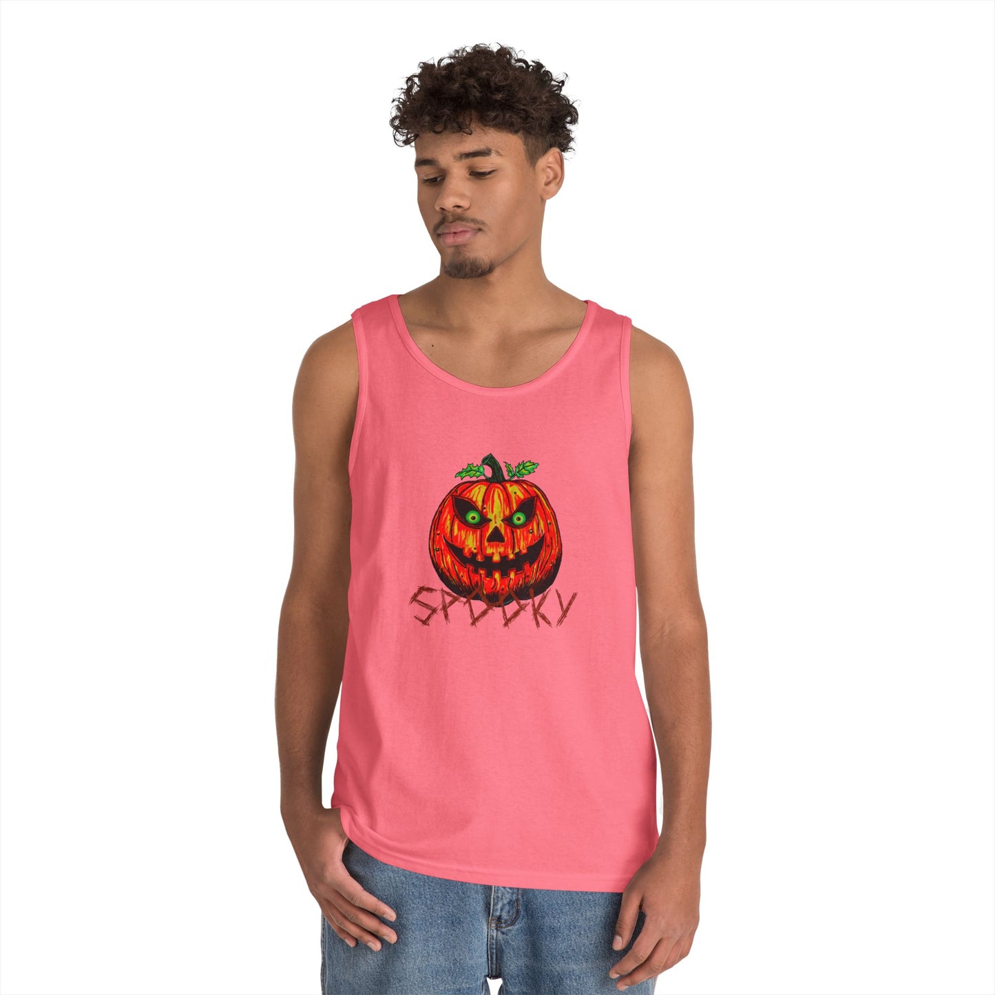 Spooky Jack-o-Lantern Unisex Heavy Cotton Tank Top