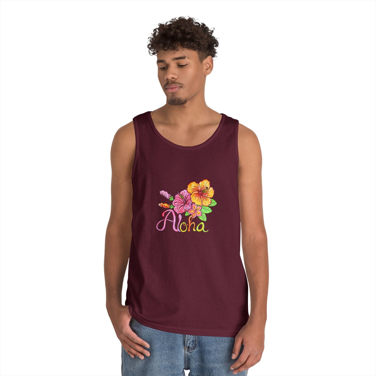 Aloha Flowers Unisex Heavy Cotton Tank Top