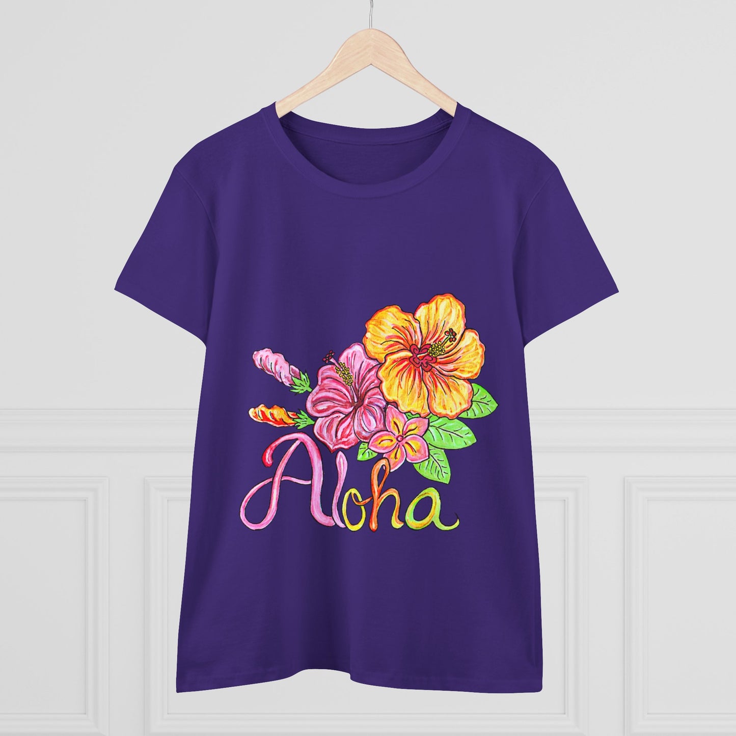 Aloha Flowers Women's Midweight Cotton Tee