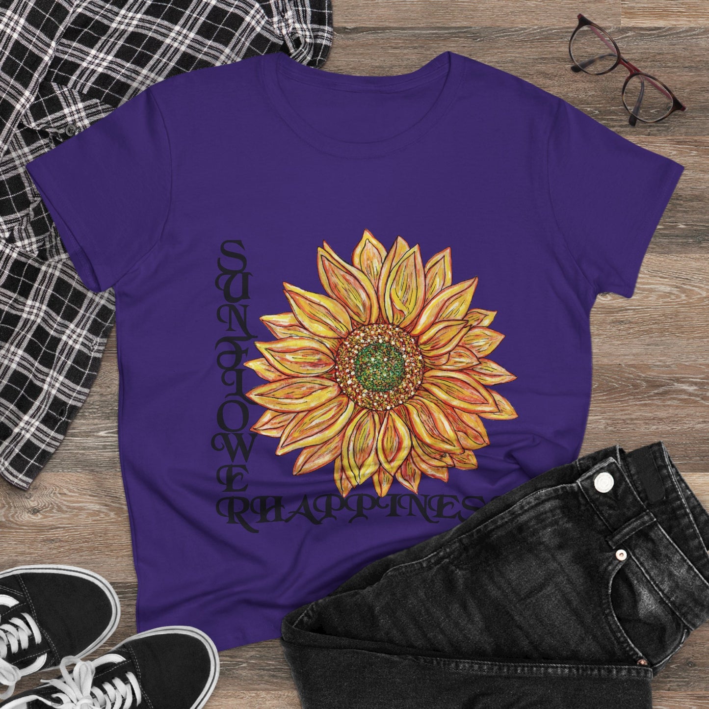 Sunflower and Happiness Women's Midweight Cotton Tee