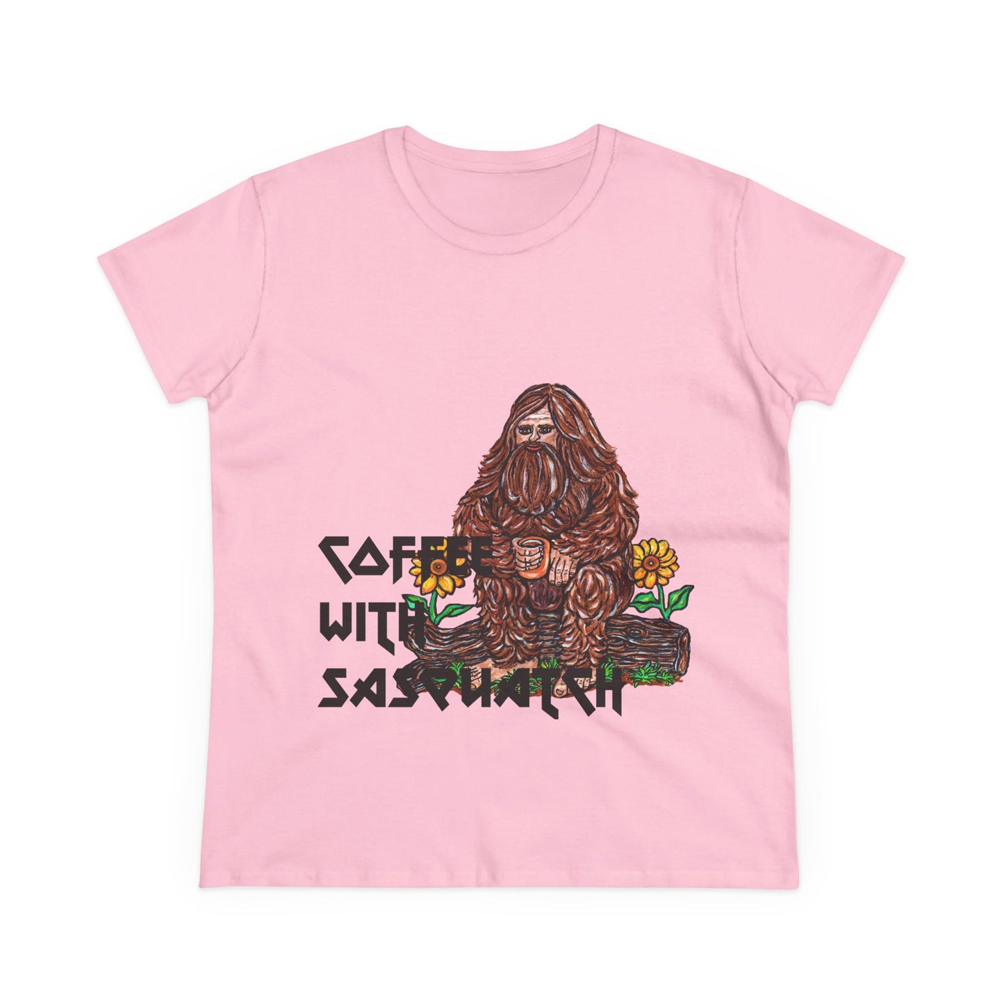 Coffee With Sasquatch Women's Midweight Cotton Tee