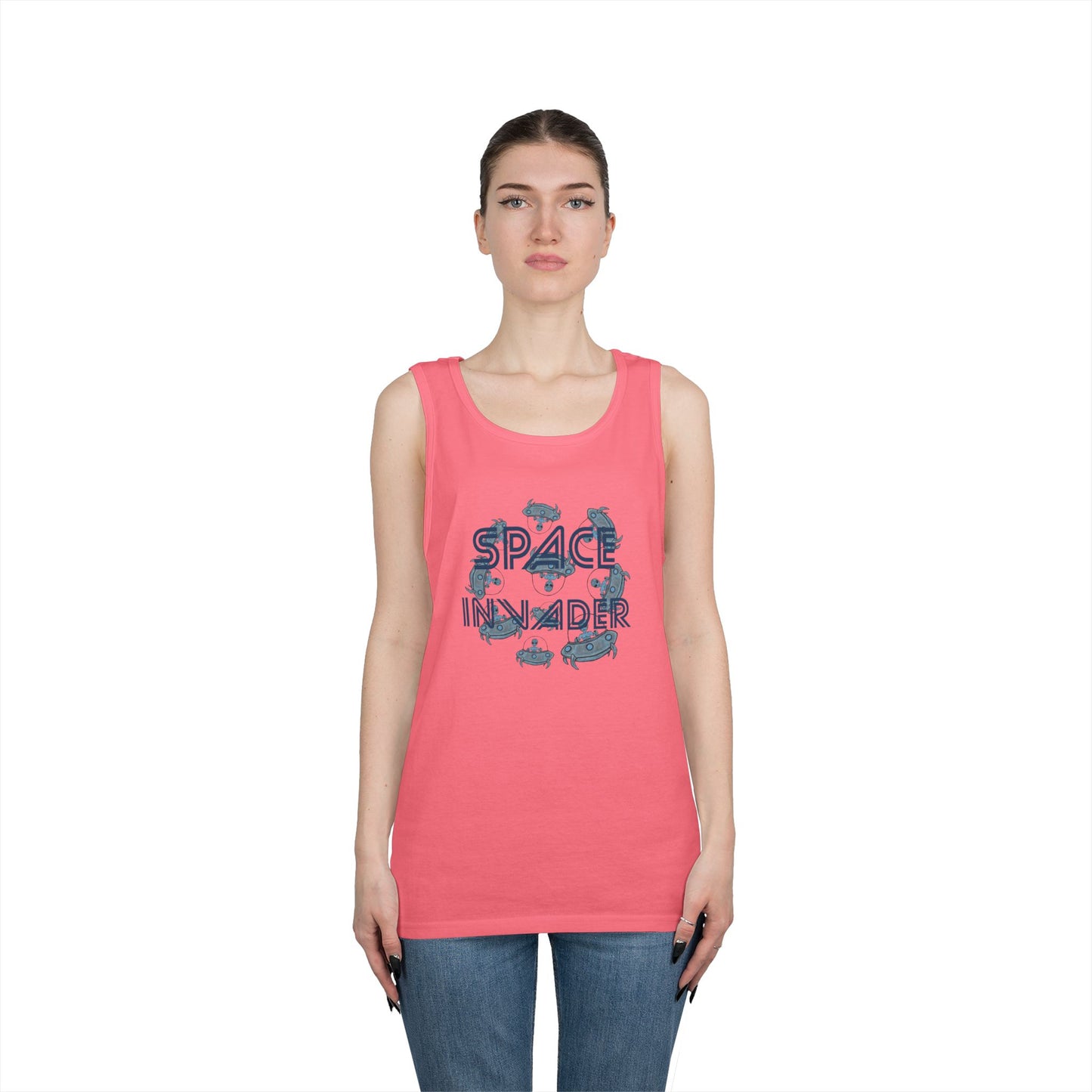 Space Invader Unisex Heavy Cotton Tank Top