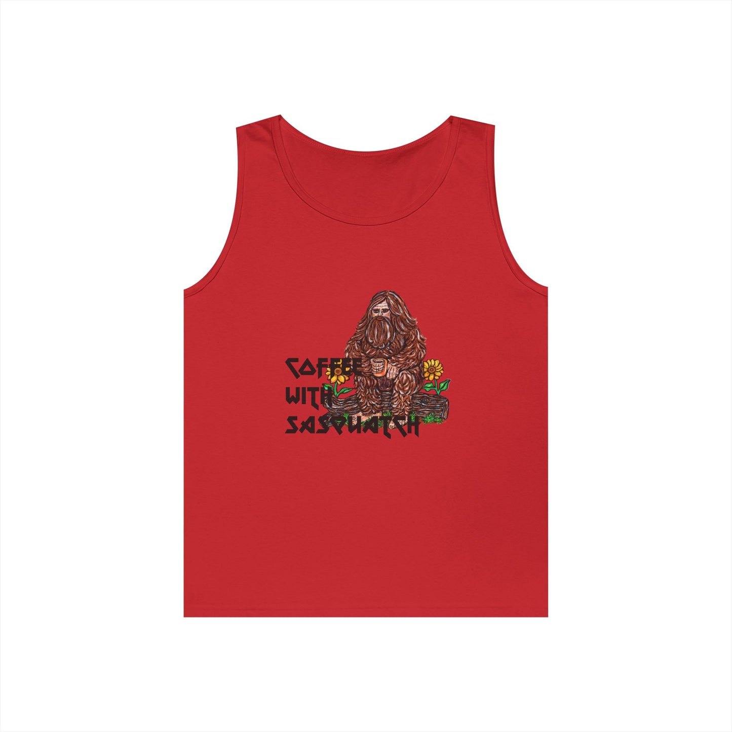 Coffee With Sasquatch Unisex Heavy Cotton Tank Top