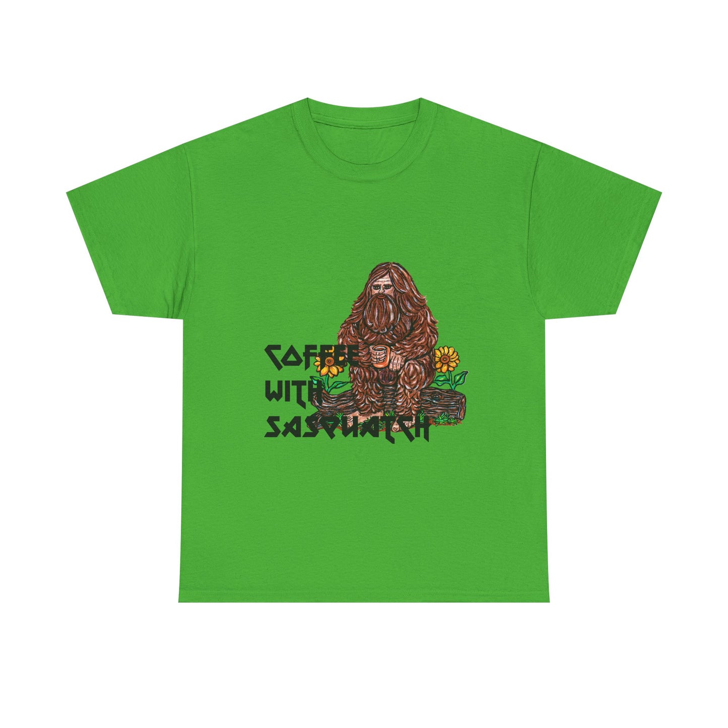 Coffee With Sasquatch Unisex Heavy Cotton Tee