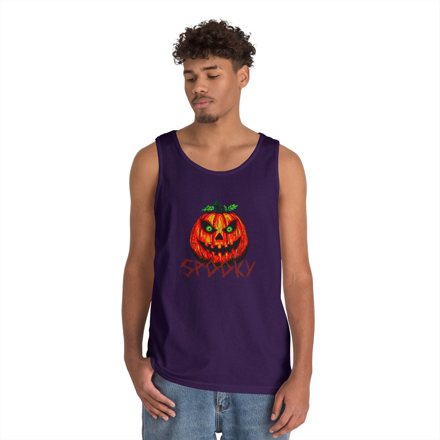 Spooky Jack-o-Lantern Unisex Heavy Cotton Tank Top
