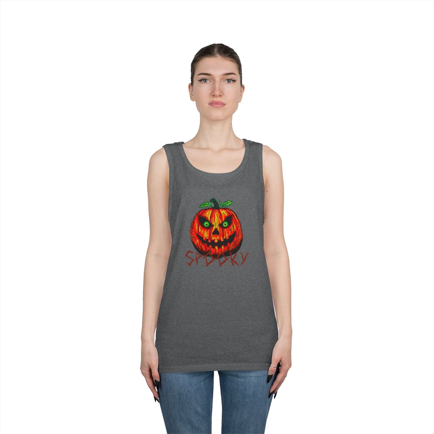 Spooky Jack-o-Lantern Unisex Heavy Cotton Tank Top