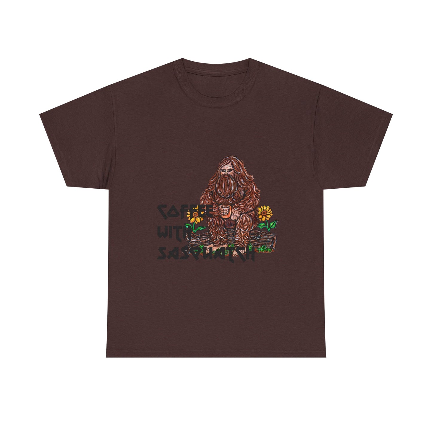 Coffee With Sasquatch Unisex Heavy Cotton Tee