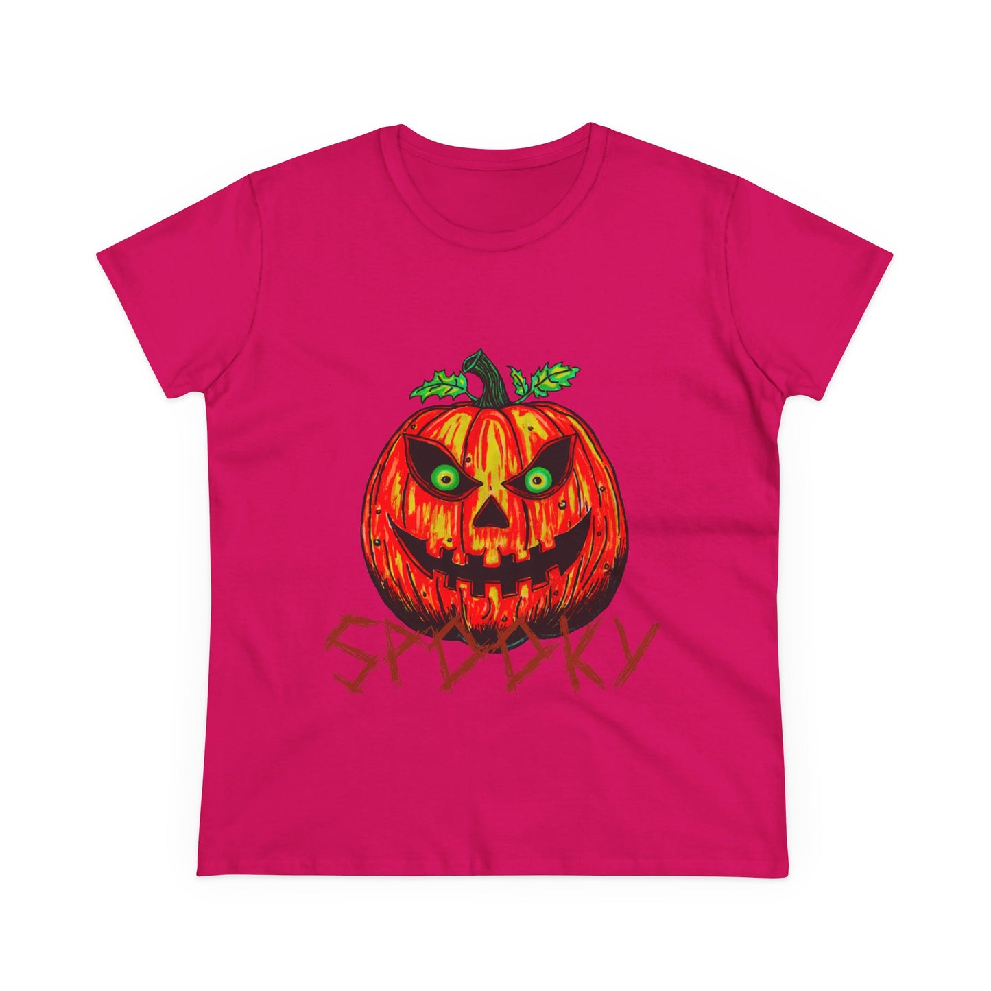 Spooky Jack-o-Lantern Women's Midweight Cotton Tee