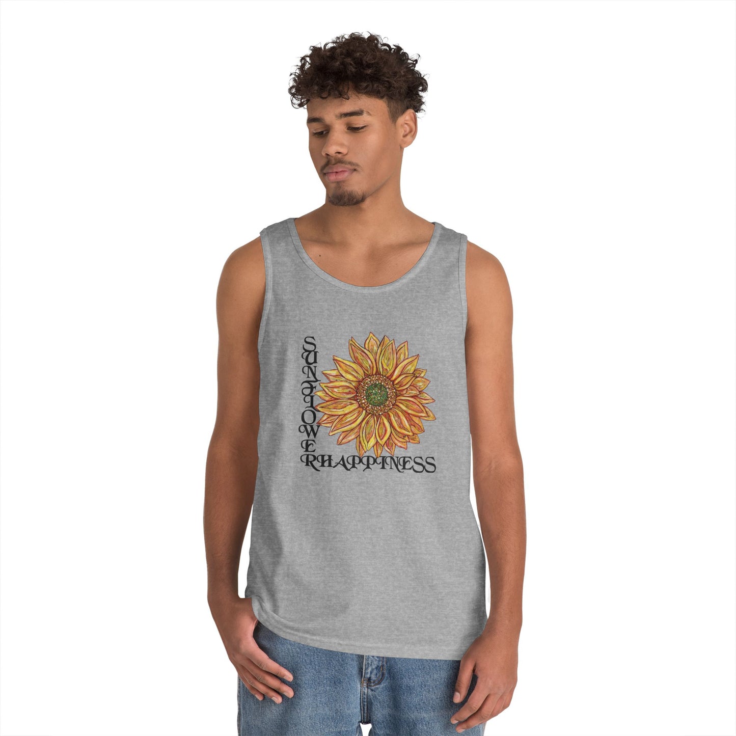 Sunflowers and Happiness Unisex Heavy Cotton Tank Top