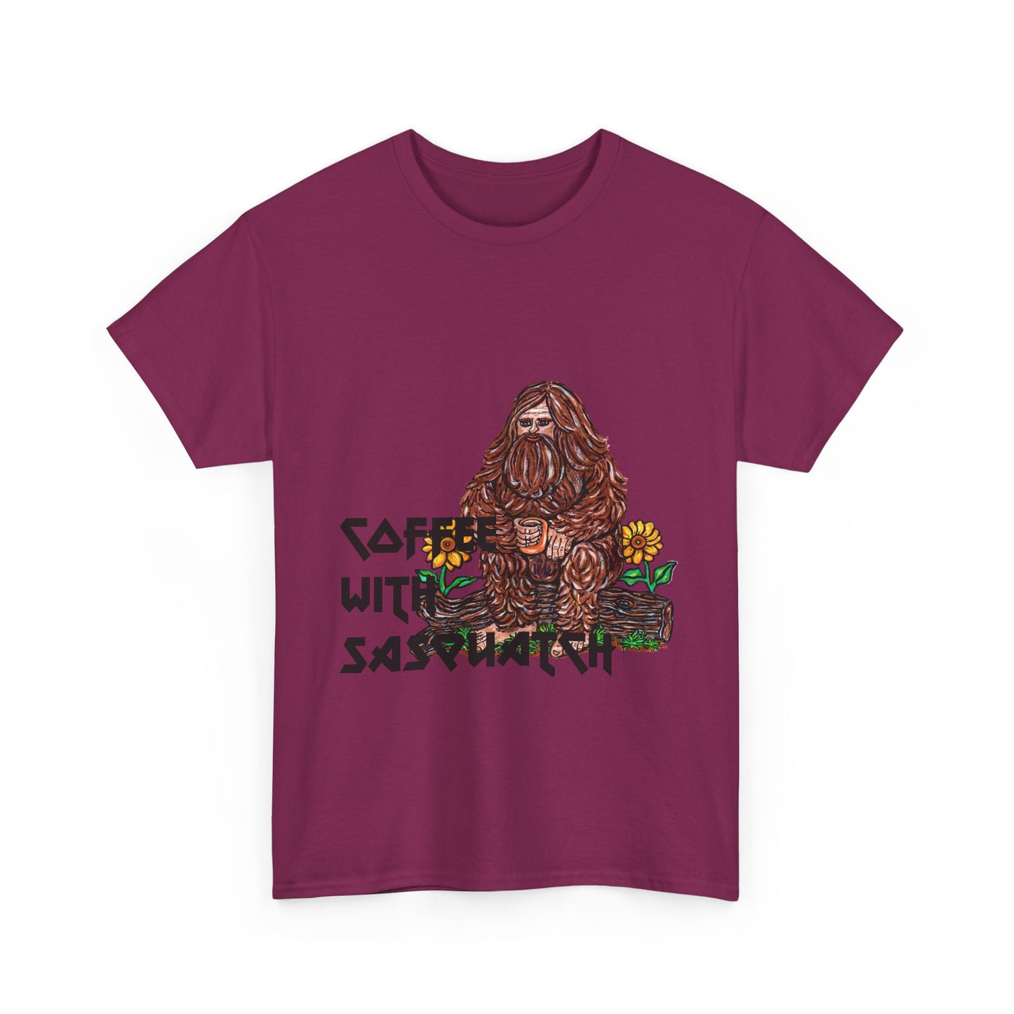 Coffee With Sasquatch Unisex Heavy Cotton Tee