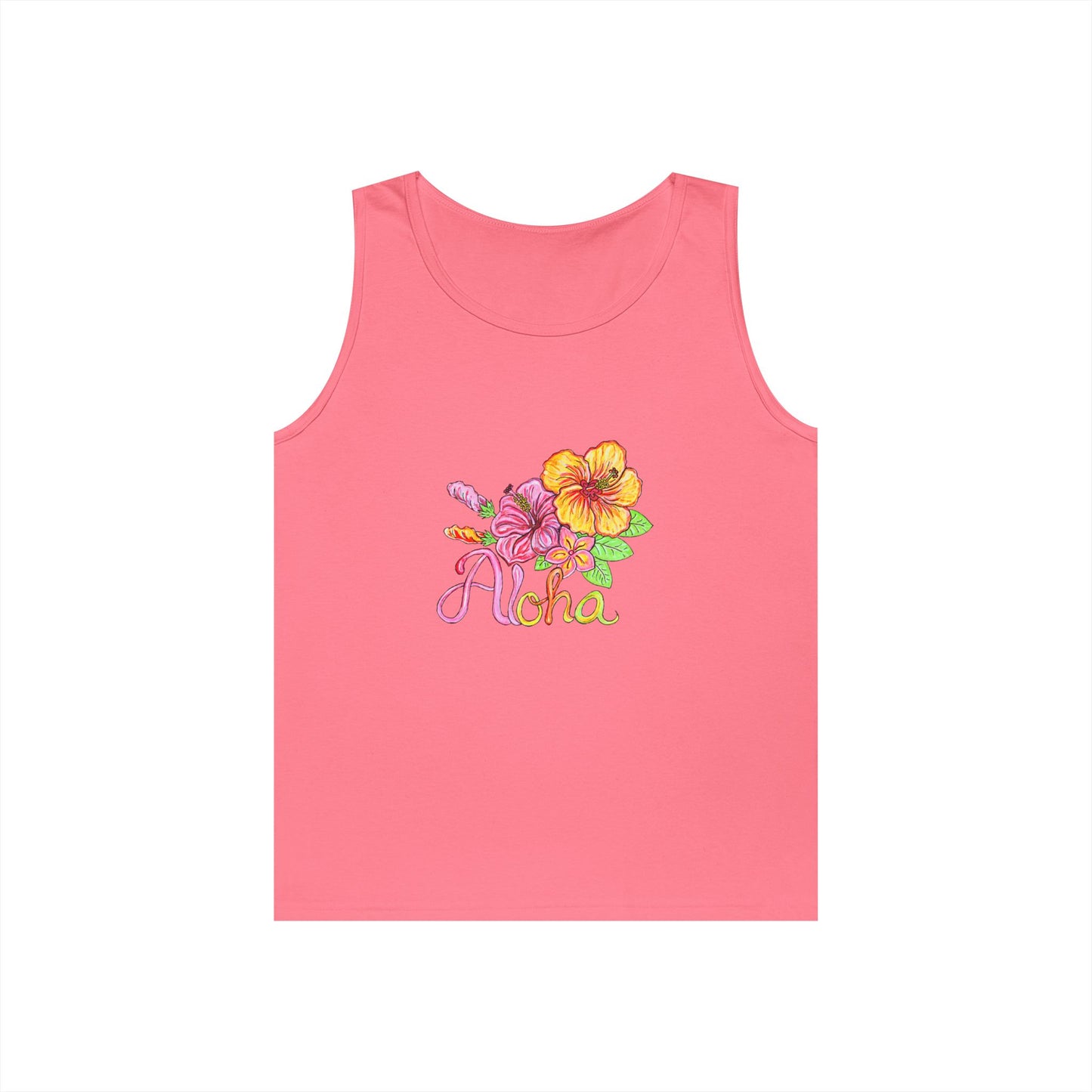 Aloha Flowers Unisex Heavy Cotton Tank Top