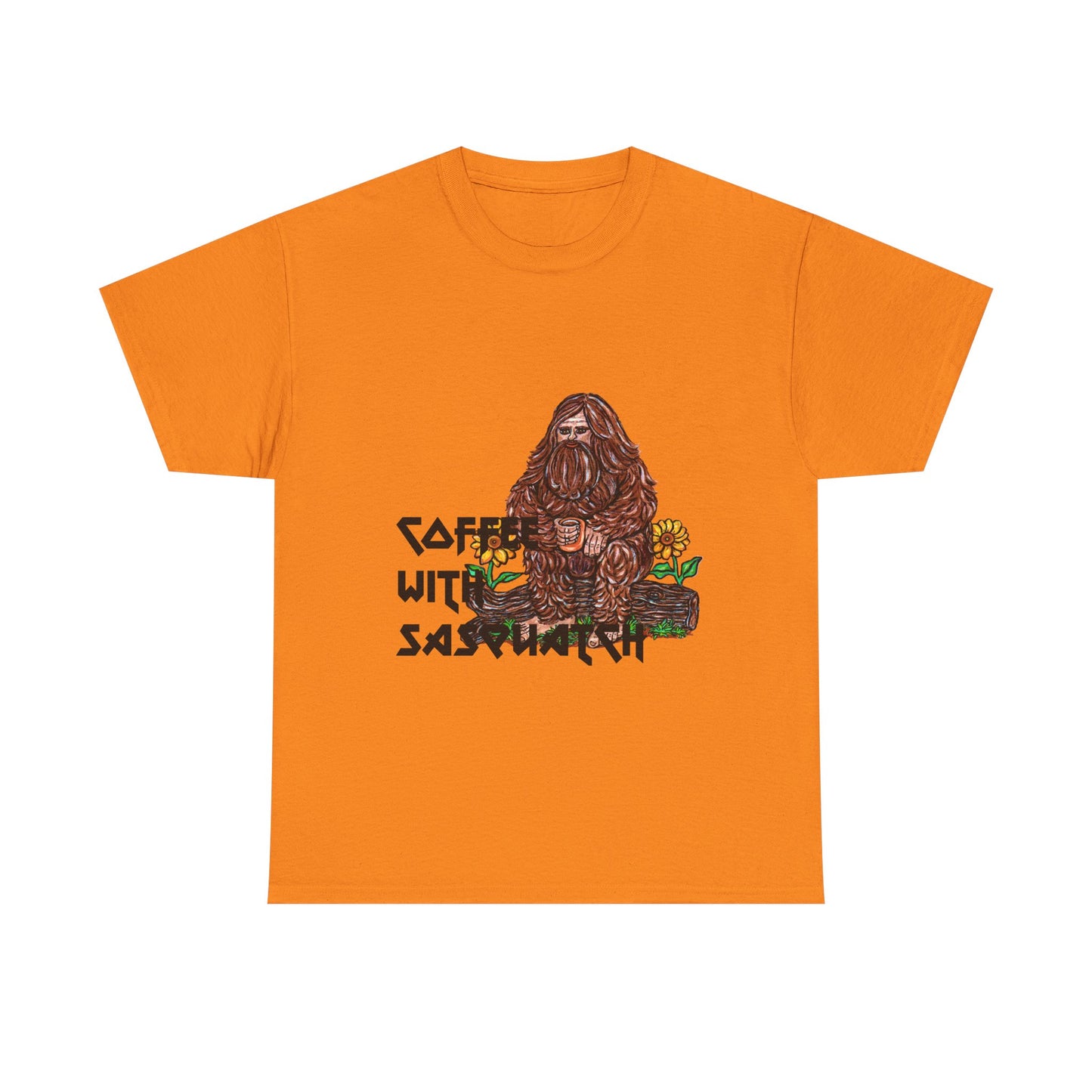 Coffee With Sasquatch Unisex Heavy Cotton Tee