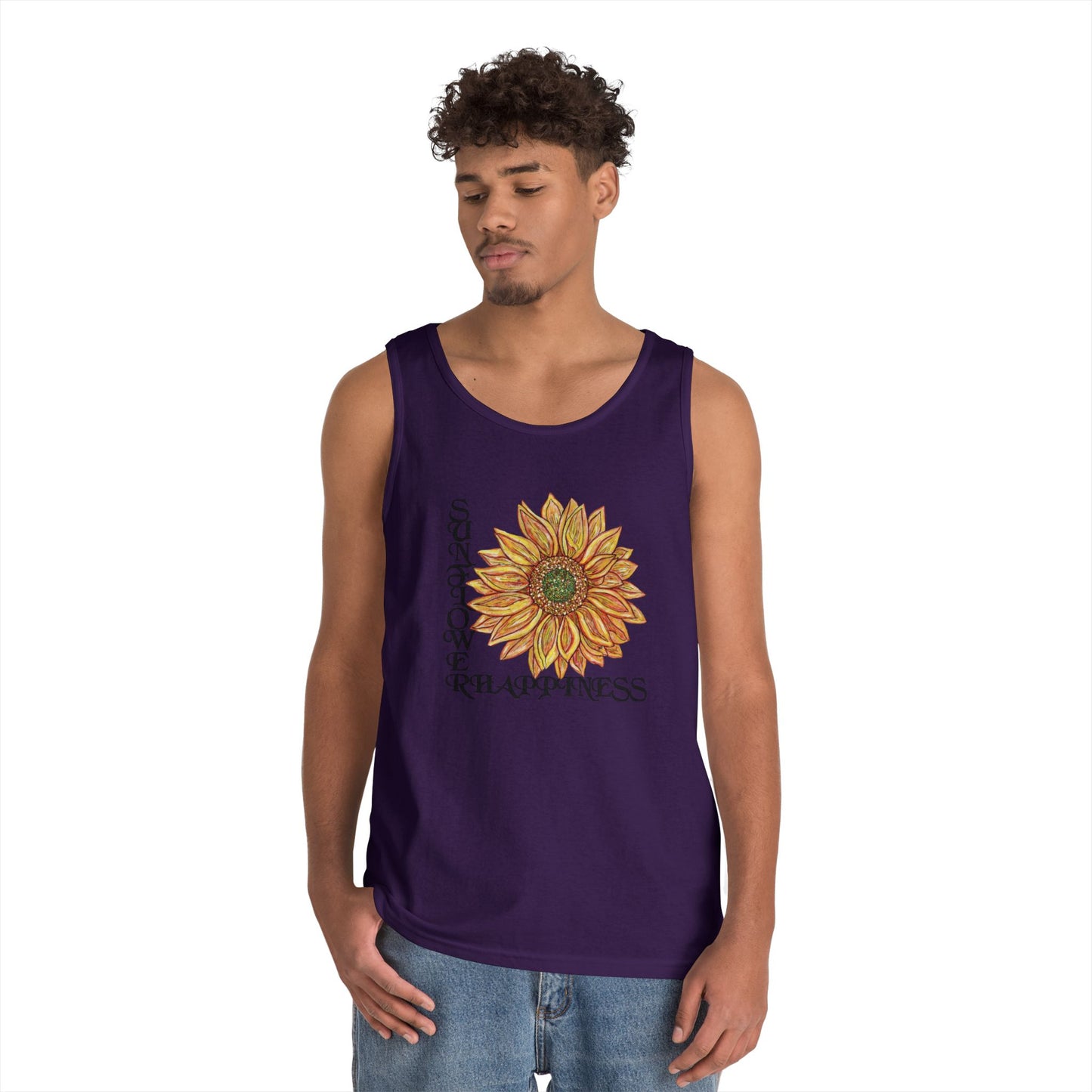 Sunflowers and Happiness Unisex Heavy Cotton Tank Top