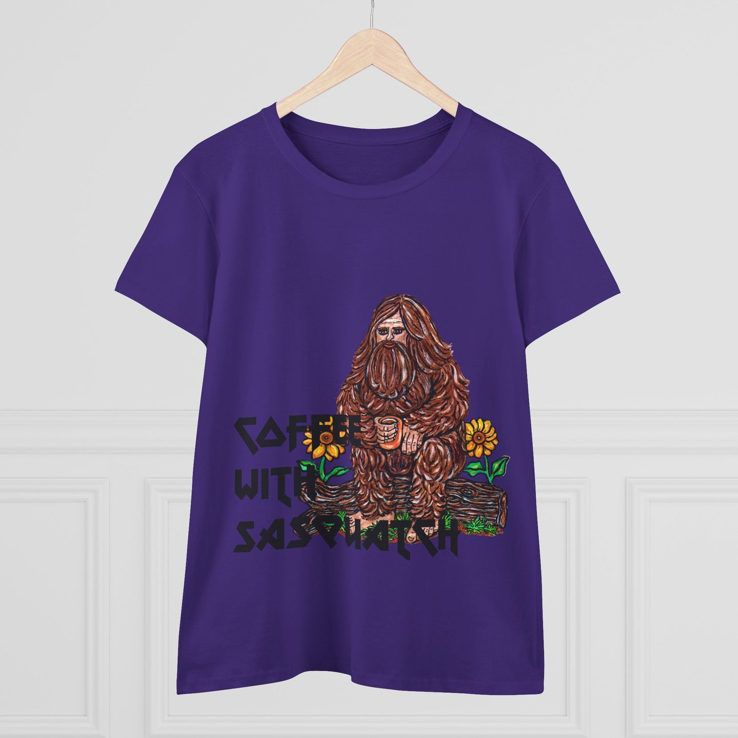 Coffee With Sasquatch Women's Midweight Cotton Tee
