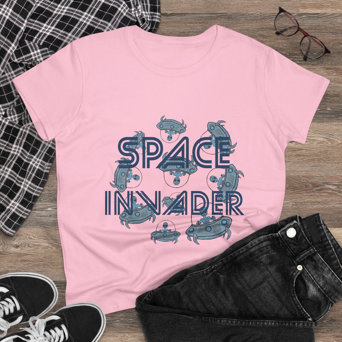 Space Invader Women's Midweight Cotton Tee