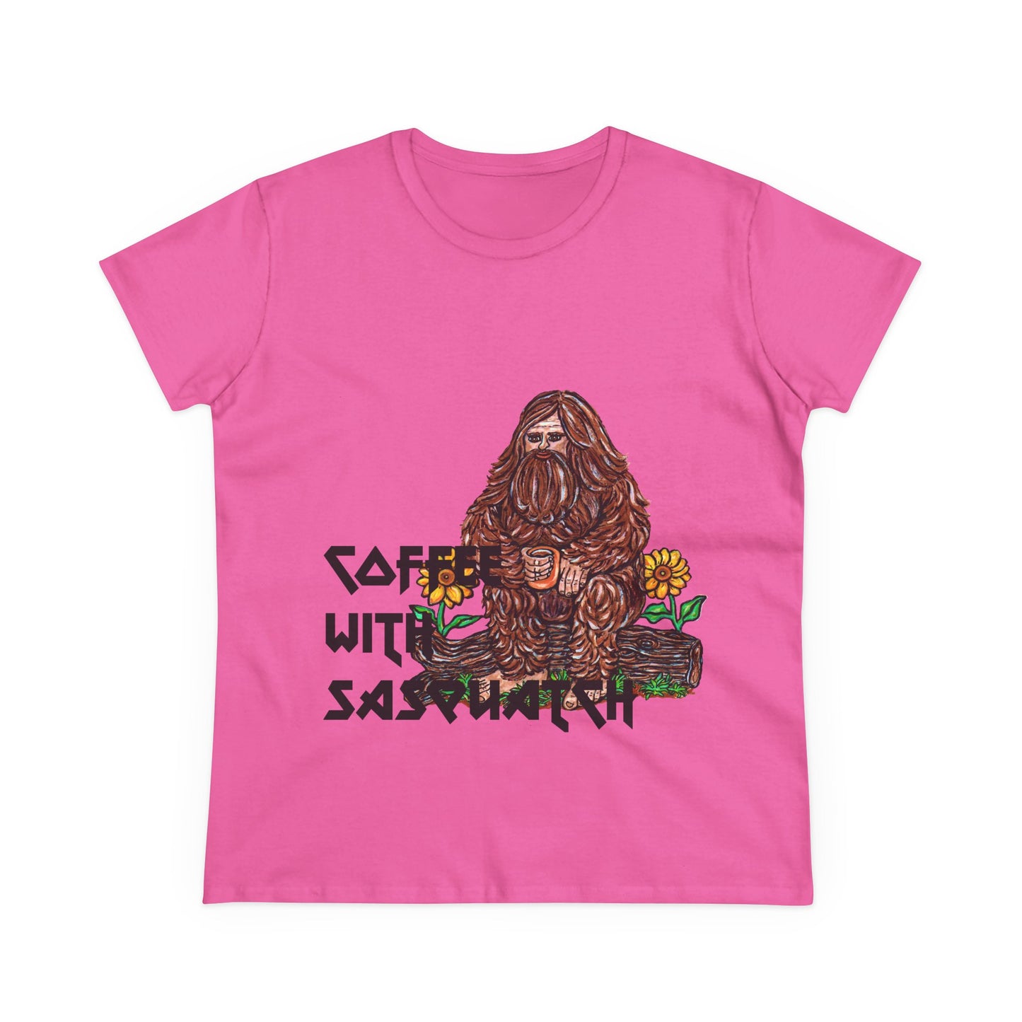 Coffee With Sasquatch Women's Midweight Cotton Tee