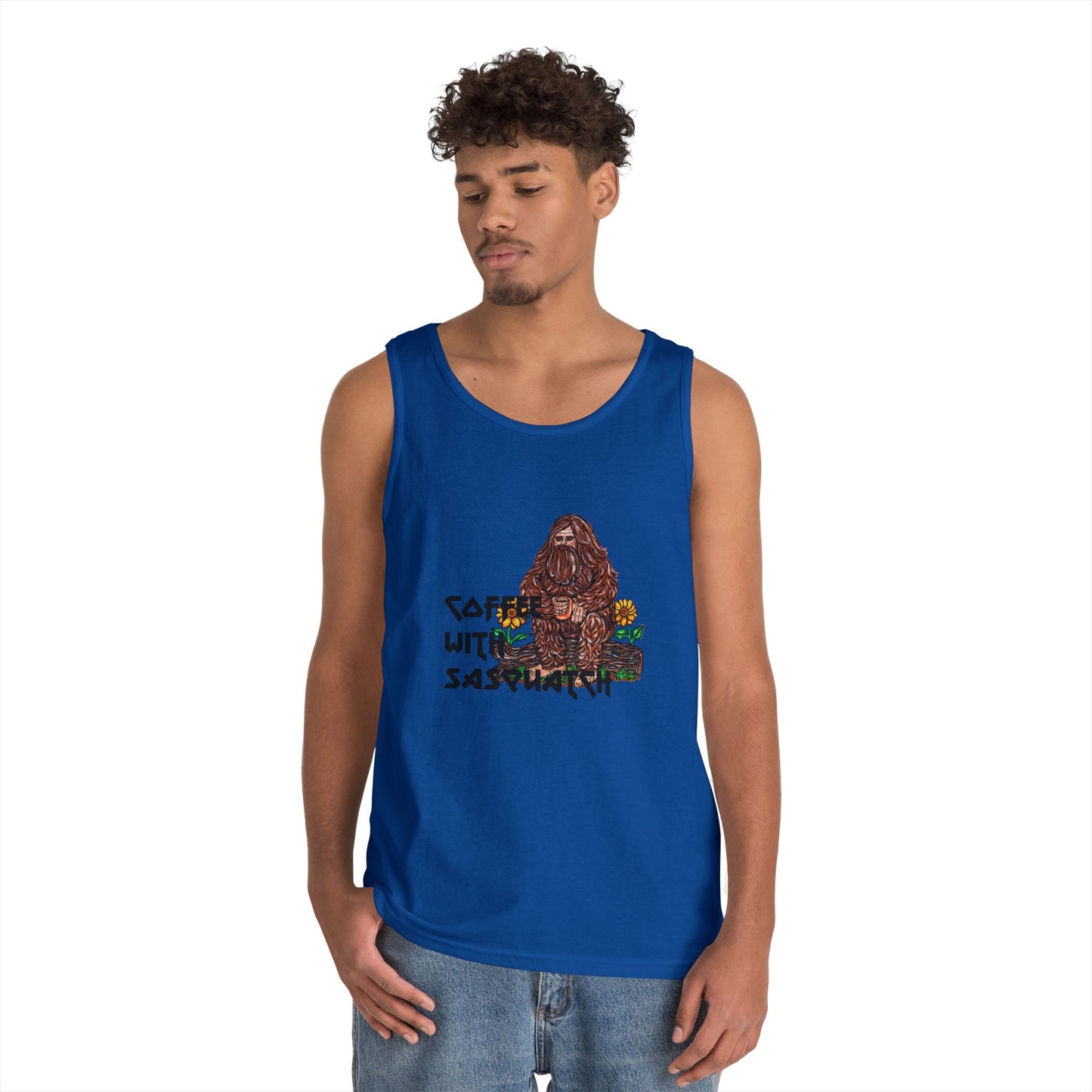 Coffee With Sasquatch Unisex Heavy Cotton Tank Top