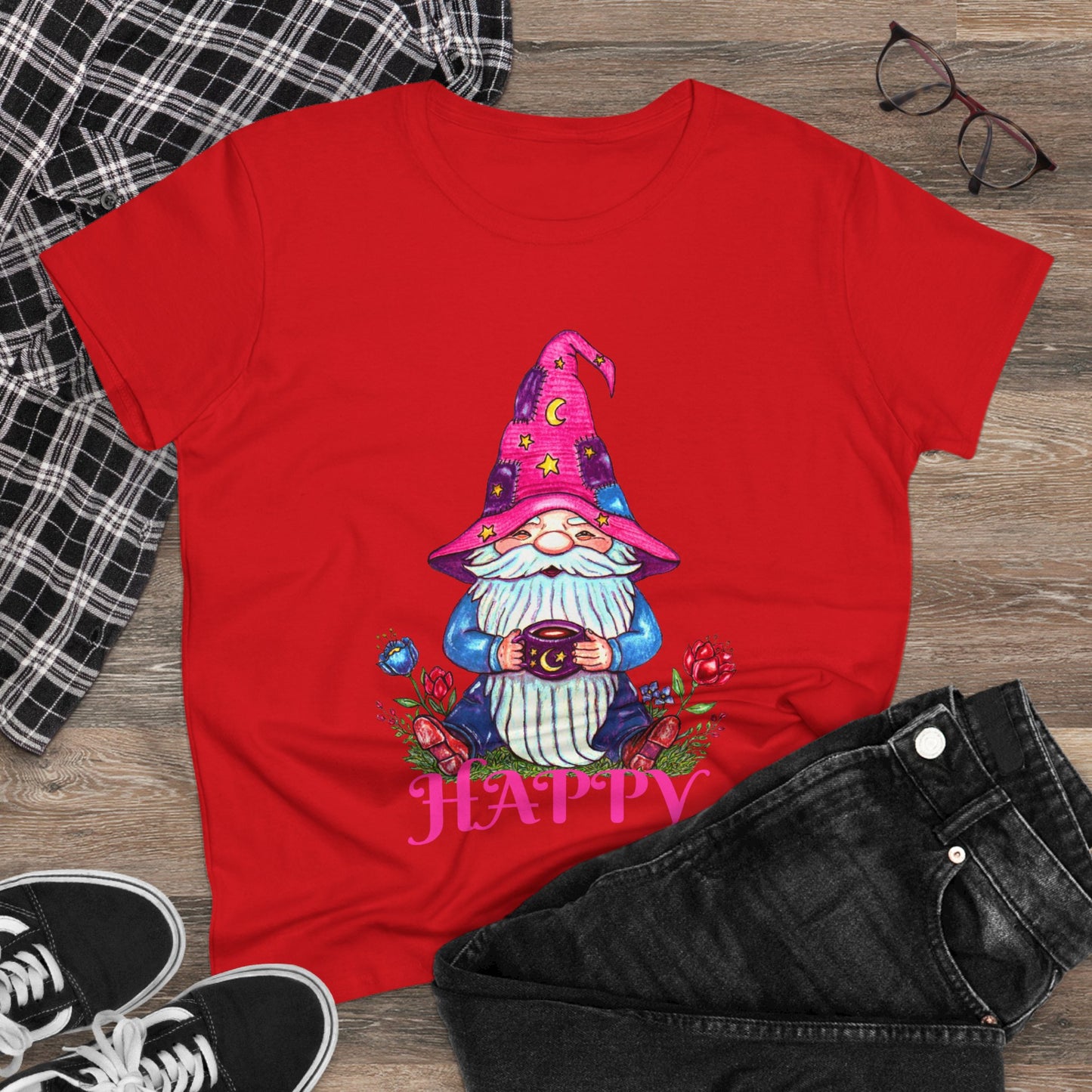 Happy Gnome Women's Midweight Cotton Tee