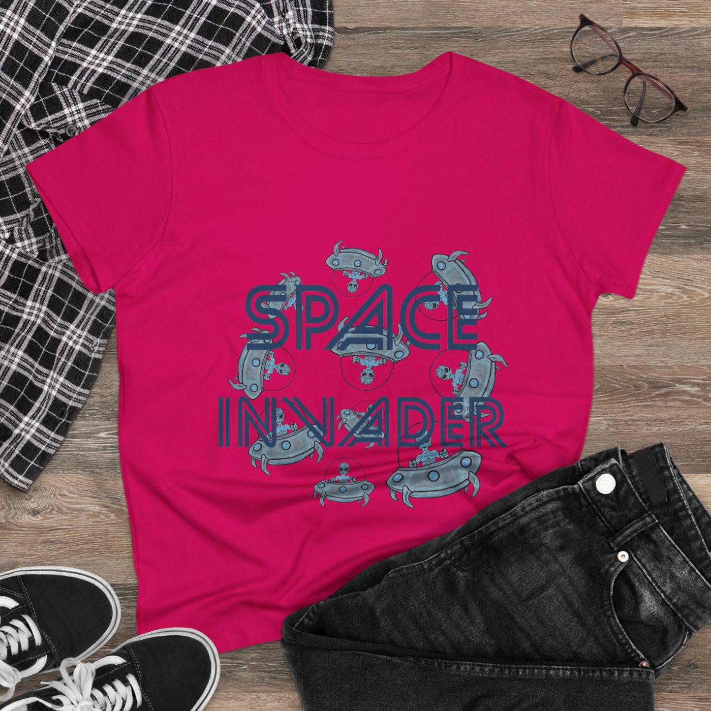 Space Invader Women's Midweight Cotton Tee
