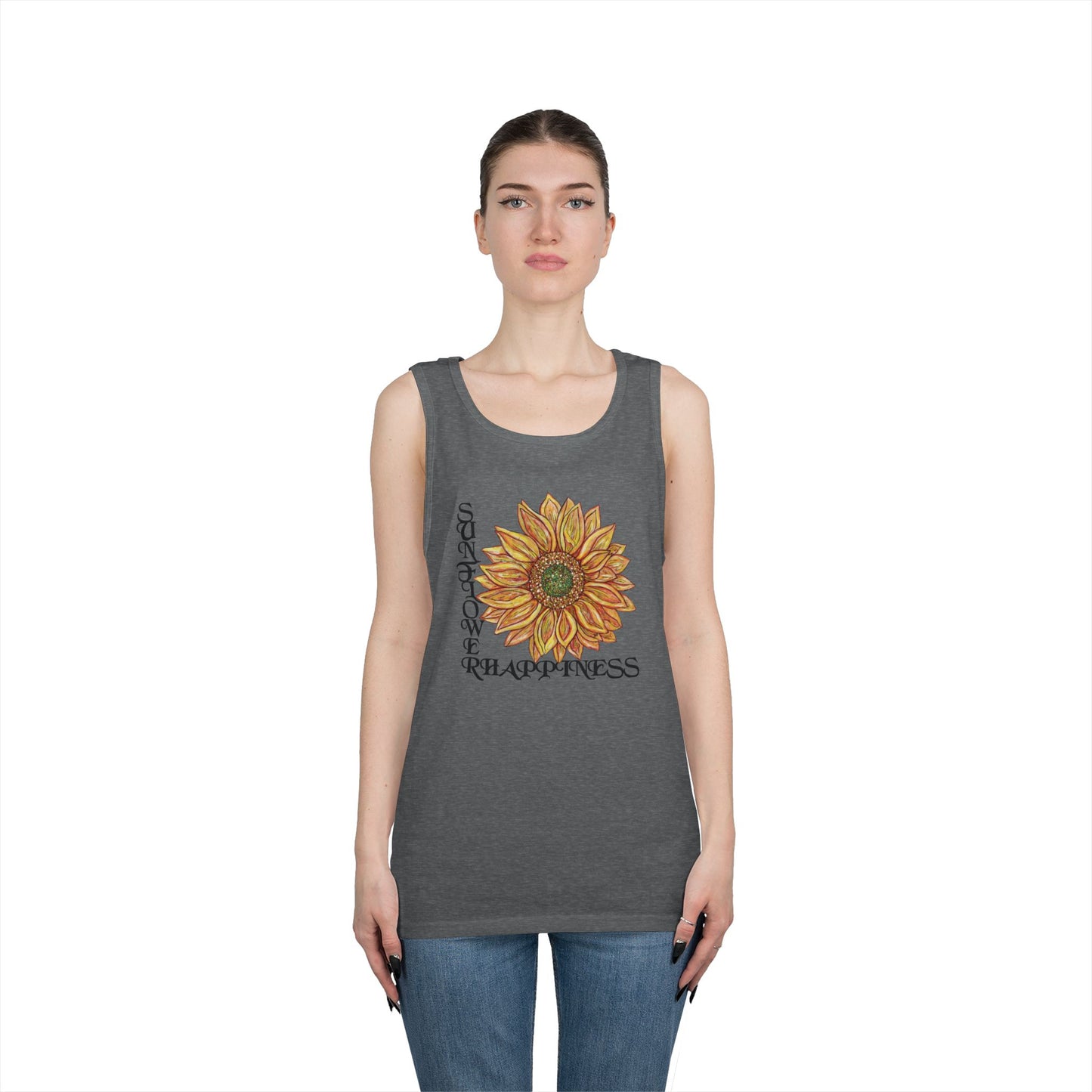 Sunflowers and Happiness Unisex Heavy Cotton Tank Top