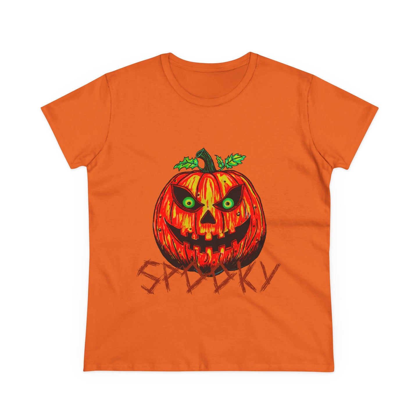 Spooky Jack-o-Lantern Women's Midweight Cotton Tee