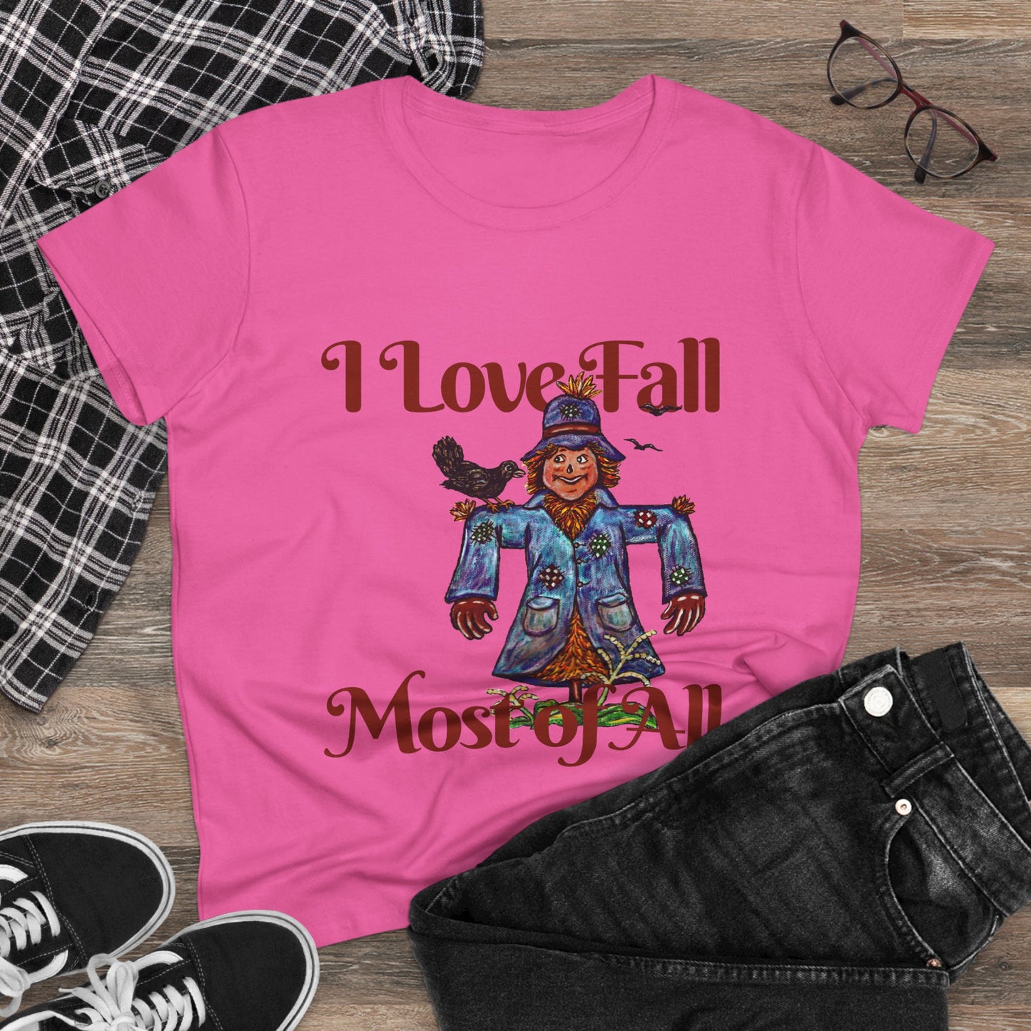 I Love Fall Most of All Women's Midweight Cotton Tee