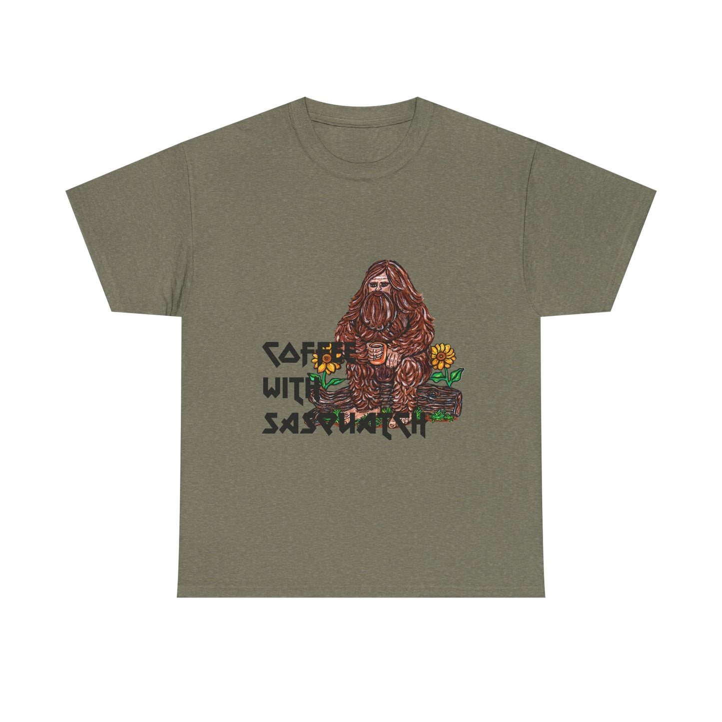 Coffee With Sasquatch Unisex Heavy Cotton Tee